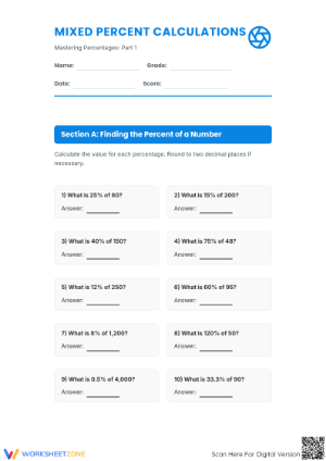Essential Mixed Percent Calculations | Grade 7 Aligned