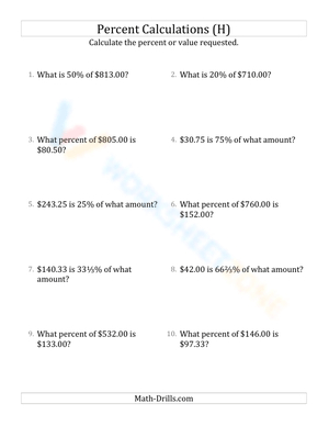 Mixed percent calculations