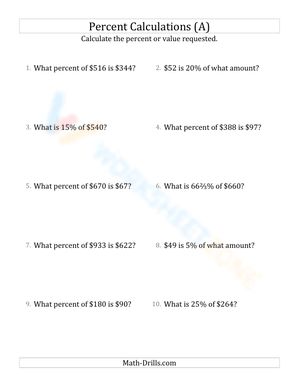 Mixed percent calculations