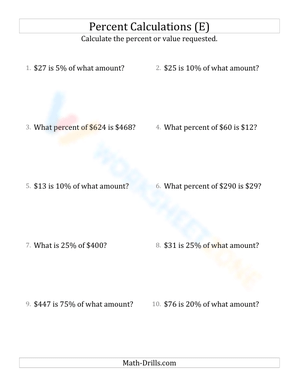 Mixed percent calculations