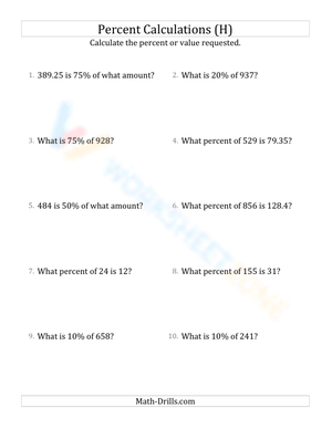 Mixed percent calculations