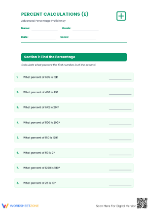 Essential Percent Calculations Worksheet | Grades 6-8 Math
