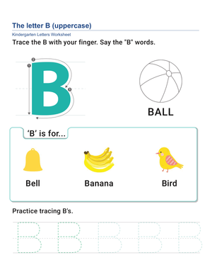Grade K Uppercase Letter B — Printable No-Prep Worksheet