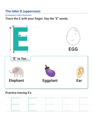Uppercase Letter E Worksheet | Essential Grade K ELA