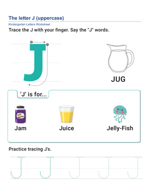 Uppercase Letter J Worksheet | Essential Grade K ELA