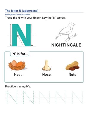 Uppercase Letter N Practice Sheet