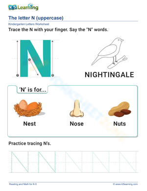 Uppercase Letter N Practice Sheet