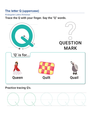 Printable Uppercase Letter Q Worksheet | Kindergarten ELA