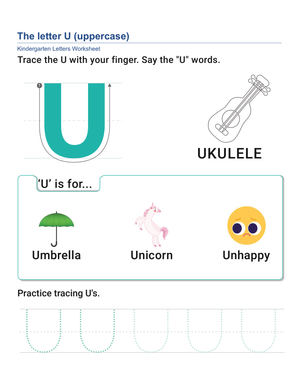 Uppercase Letter U Worksheet | Essential Grade K ELA