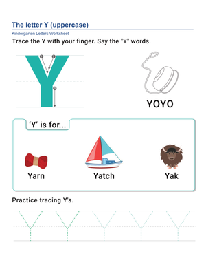 Worksheet for Practicing Uppercase Letter Y