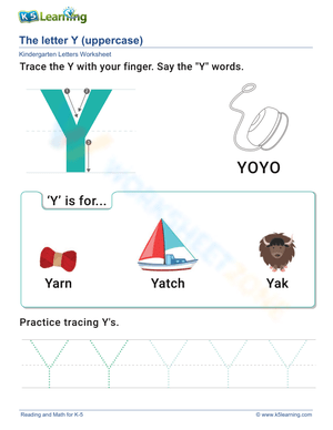 Worksheet for Practicing Uppercase Letter Y