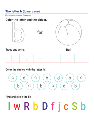 Lowercase Letter b Printable Worksheet | Grade K Ready