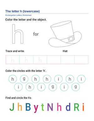 Lowercase Letter h Worksheet | Essential Kindergarten ELA