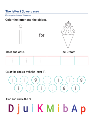 Kindergarten Letter i — Printable No-Prep Worksheet