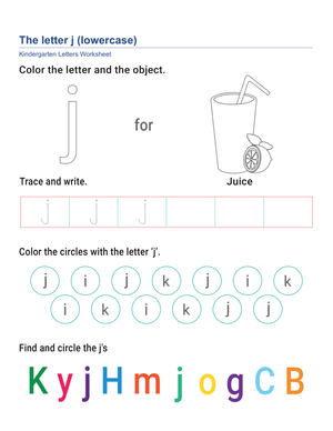 Lowercase Letter j Worksheet | Essential Kindergarten Ready