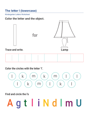 Lowercase Letter l Worksheet | Essential Kindergarten ELA