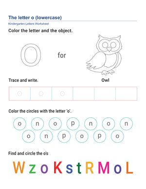 Lowercase Letter o Worksheet | Kindergarten Essential