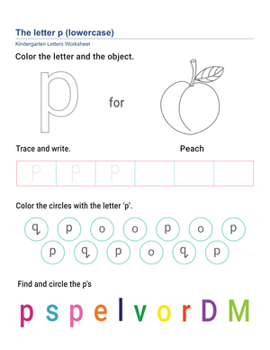 Printable Lowercase Letter P Worksheet | Grade K