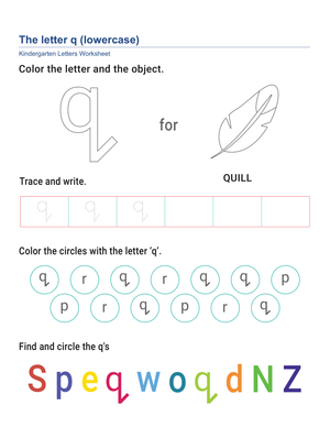 Lowercase Letter q Worksheet | Essential Kindergarten ELA