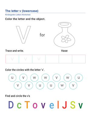 Lowercase Letter v Worksheet | Essential Kindergarten ELA