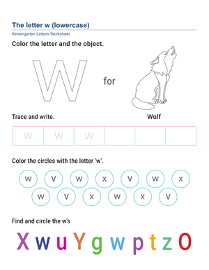 Printable Lowercase Letter W Worksheet | Grade K