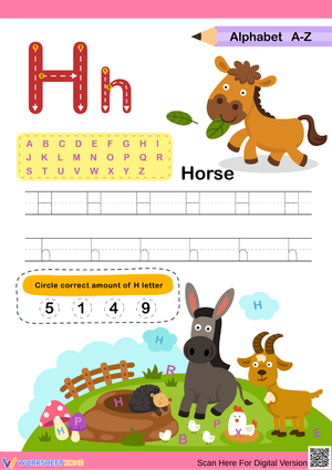 Letter H Worksheet: Alphabet Tracing and Letter Recognition