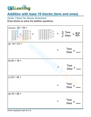 Addition with base 10 blocks 1