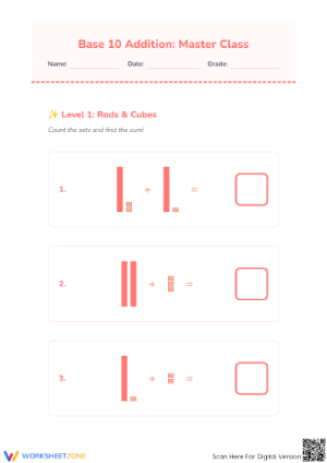 Printable Base 10 Addition Worksheet | Grade 1-2 Math