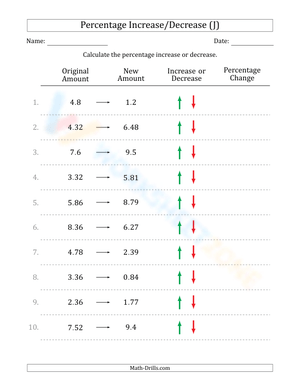 Percent increase/decrease
