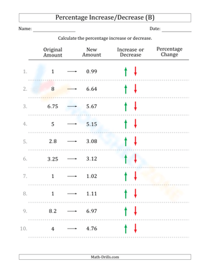 Percent increase/decrease