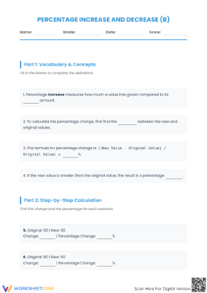 Essential Percent Increase and Decrease Worksheet | Grade 7