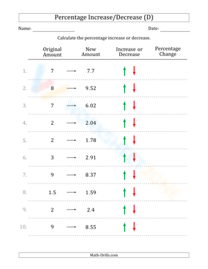 Percent increase/decrease