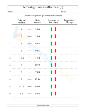 Percent increase/decrease