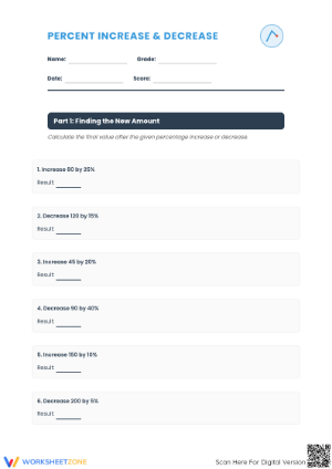 Essential Percent Increase and Decrease Worksheet | Grade 7