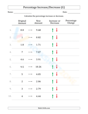 Percent increase/decrease