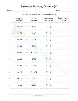 Percent increase/decrease