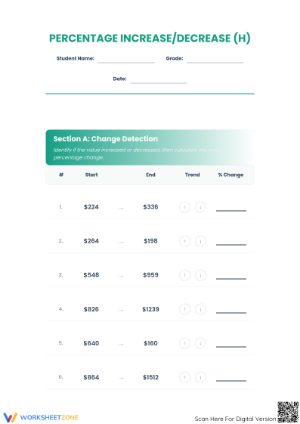 Essential Percent Increase and Decrease Worksheet | Grade 7