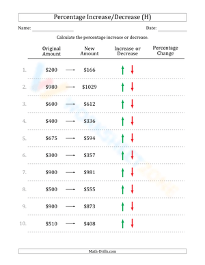 Percent increase/decrease