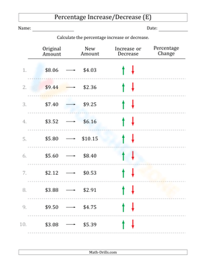 Percent increase/decrease