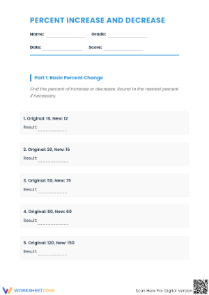 Essential Percent Increase and Decrease Worksheet | Grade 7