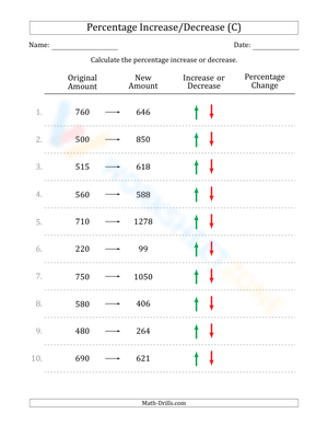 Percent increase/decrease