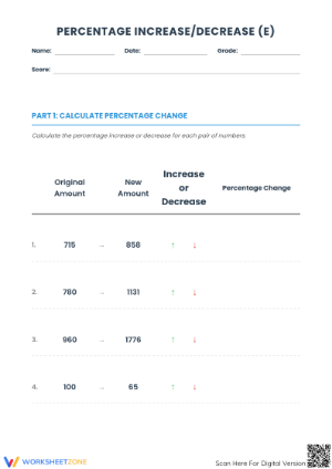Printable Percent Change Worksheet | Grade 7 Math