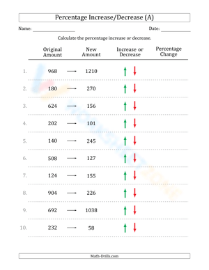 Percent increase/decrease