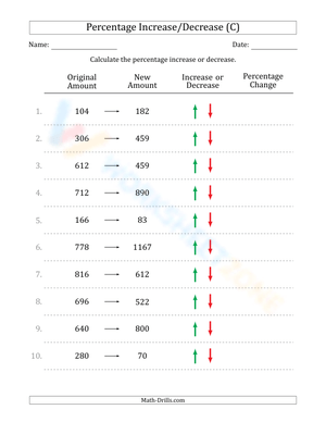 Percent increase/decrease