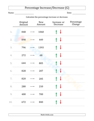 Percent increase/decrease