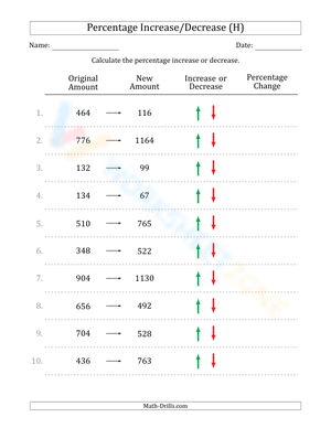 Percent increase/decrease