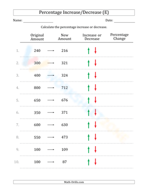 Percent increase/decrease