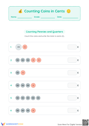 Printable Counting Coins Worksheet | Grade 2 Math Aligned