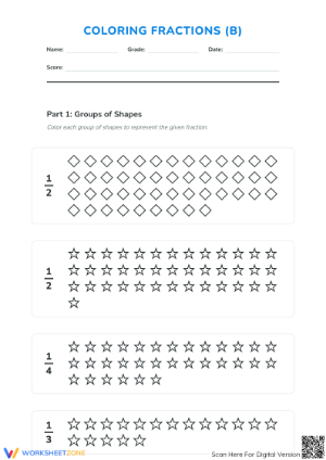 Essential Modeling Fractions with Groups of Shapes Worksheet