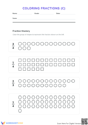 Printable Worksheet: Modeling Fractions with Shapes | Grades 3-5